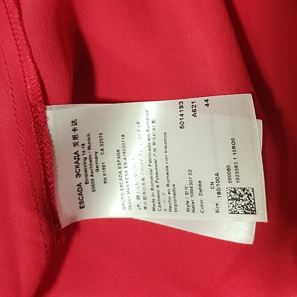 Escada Red Flutter Sleeve Blouse - Picture 9 of 12